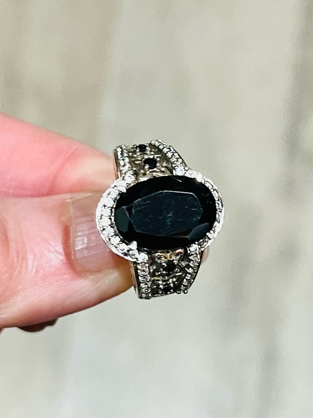 Vintage Sterling Silver Black Onyx Cocktail Ring DP 925 Size 7.25 - Picture 6 of 15